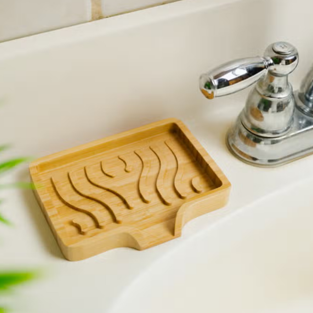 wavy bamboo soap dish